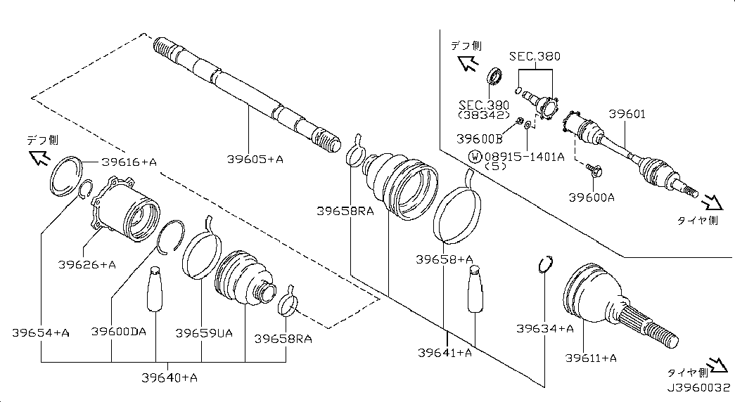 NISSAN 39711-AR402 - Ledsats, drivaxel xdelar.se