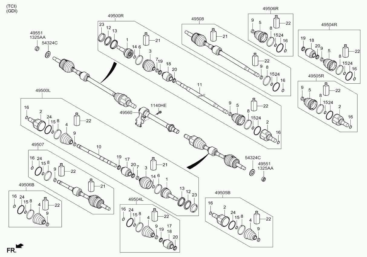 Hyundai 49500-A6300 - Ledsats, drivaxel xdelar.se