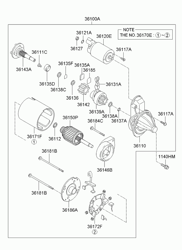 Hyundai (BEIJING) 36100-27700 - Startmotor xdelar.se