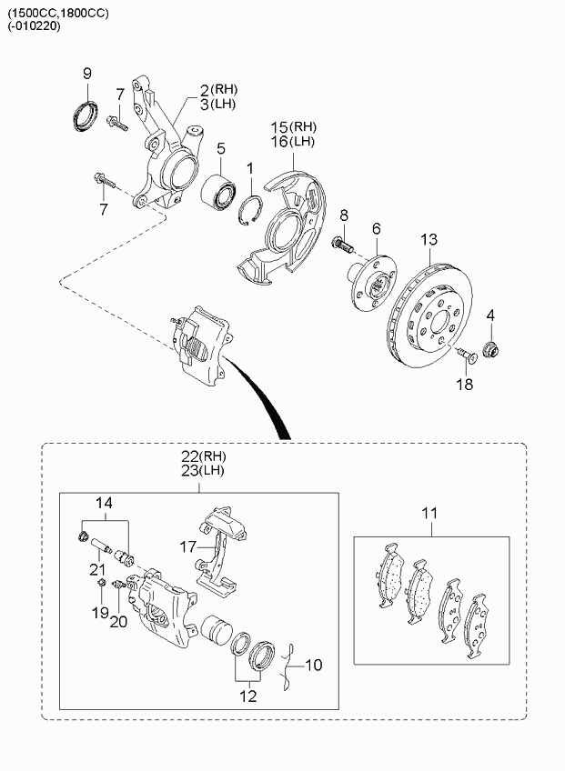 KIA 0K240-33-25Z - Reparationssats, bromsok xdelar.se