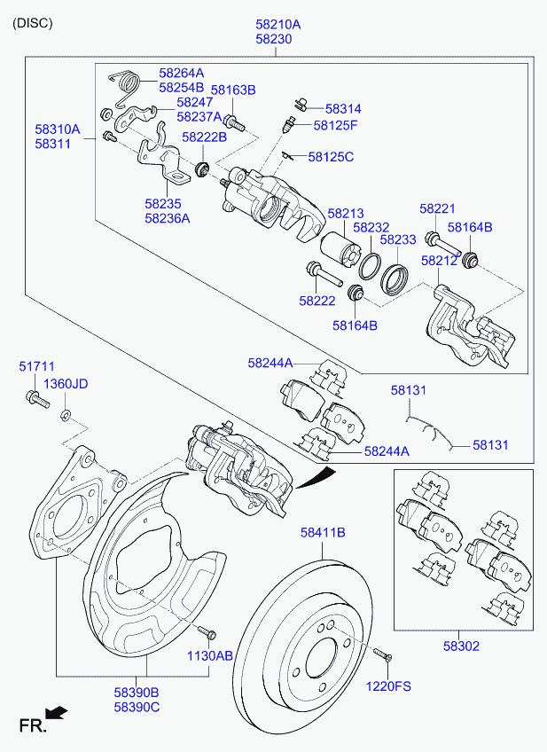 Hyundai 58302H8A05 - Bromsbeläggssats, skivbroms xdelar.se