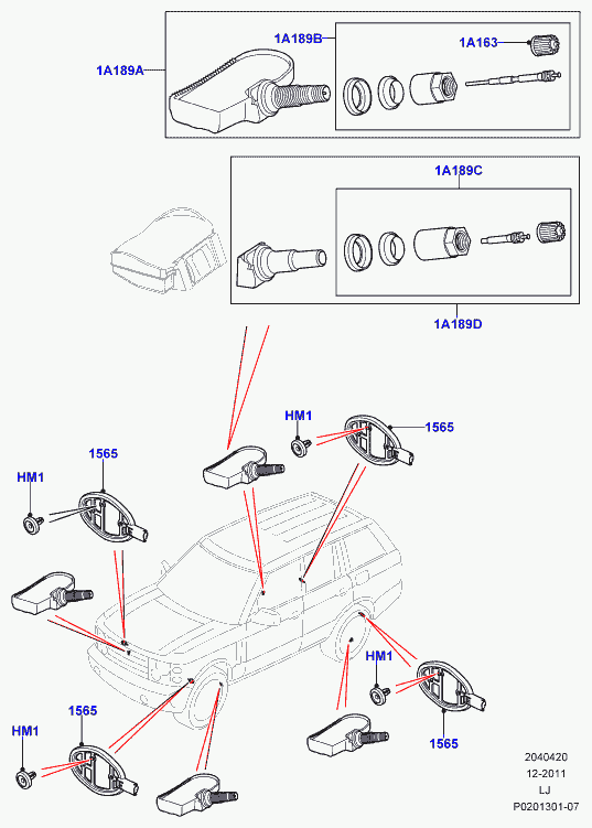 Jaguar LR031712 - Hjulsensor, däcktryckskontrollsystem xdelar.se