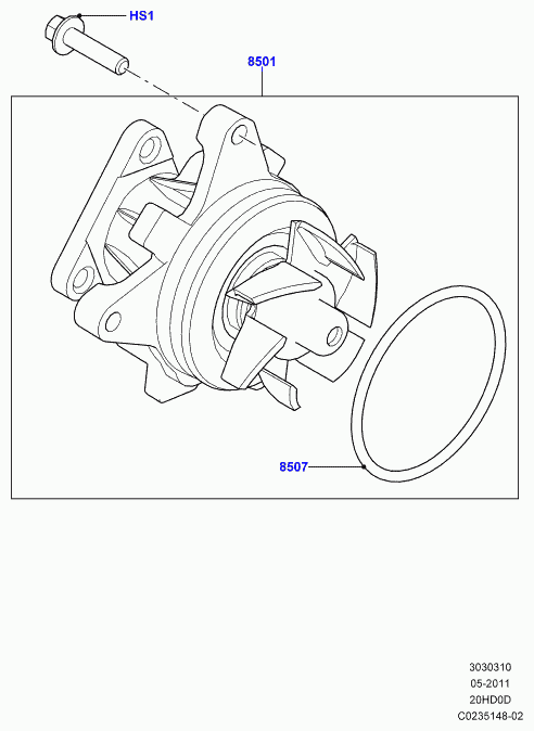 Land Rover LR025302 - Vattenpump xdelar.se