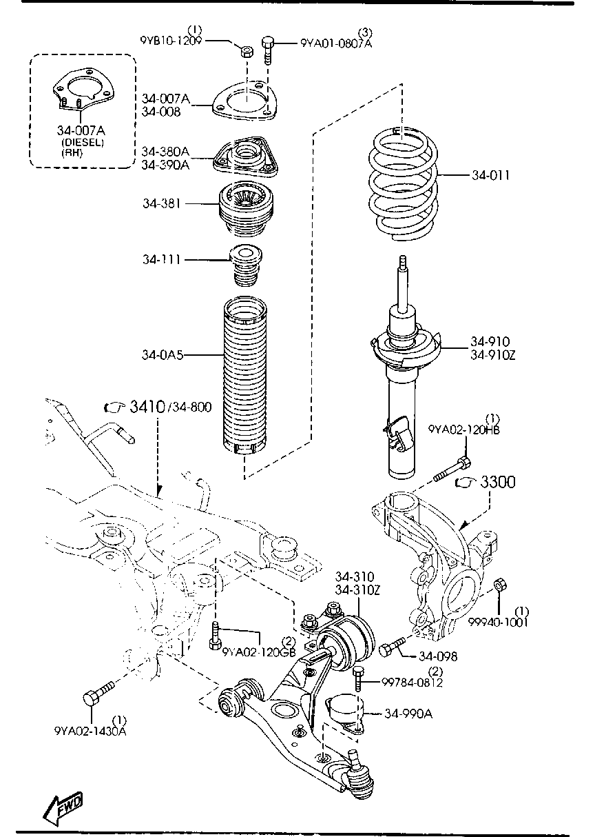 MAZDA C236-34-390A - Fjäderbens-stödlager xdelar.se