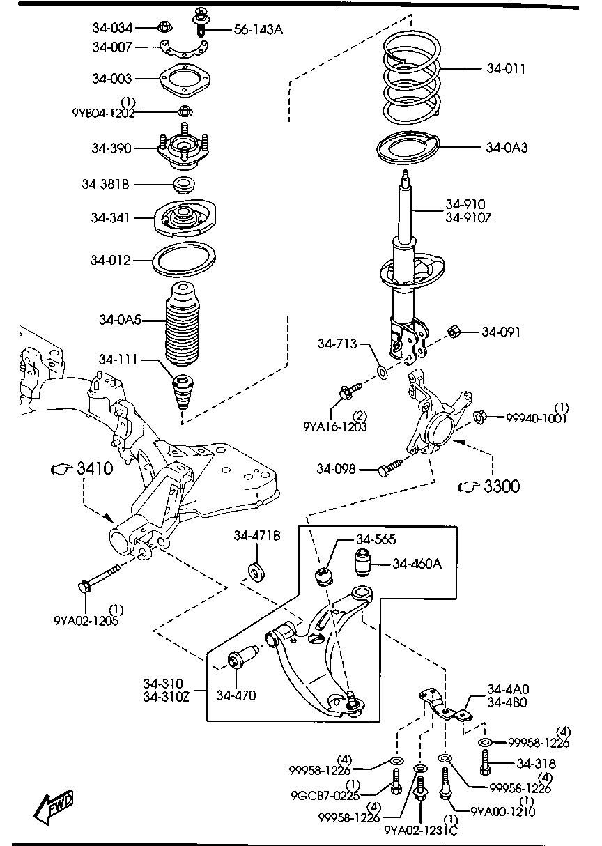 MAZDA C100-34-300B - Länkarm, hjulupphängning xdelar.se