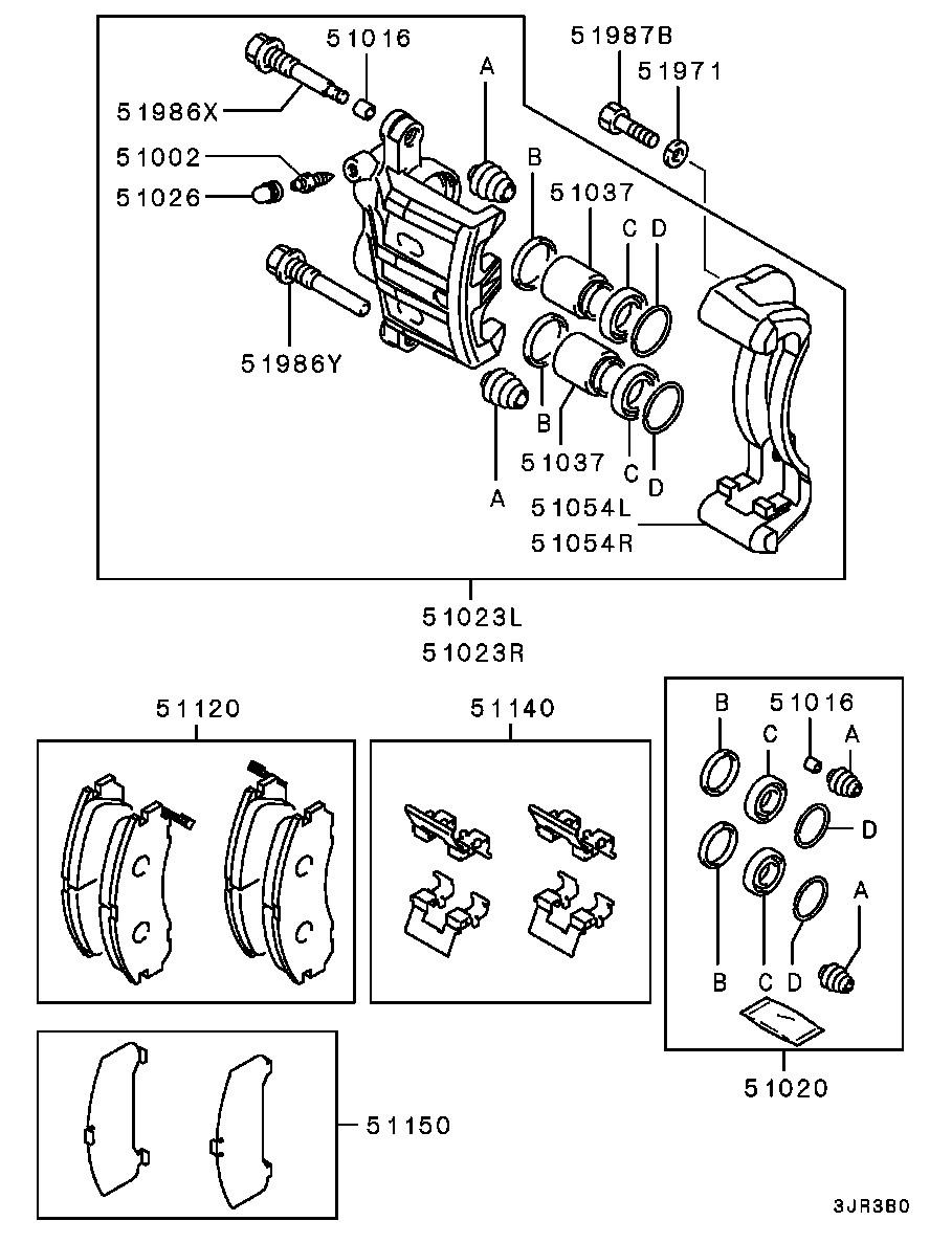 Mitsubishi MR389544 - Bromsbeläggssats, skivbroms xdelar.se