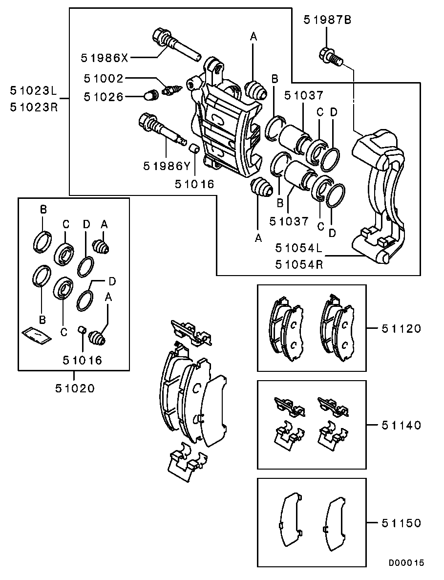 Mitsubishi MN116923 - Bromsbeläggssats, skivbroms xdelar.se