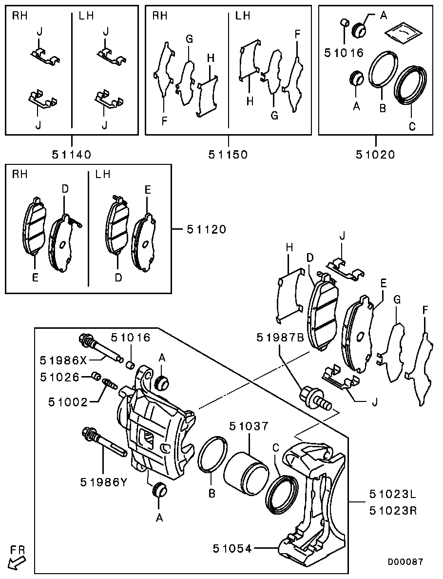 Mitsubishi 4605A879 - Bromsbeläggssats, skivbroms xdelar.se