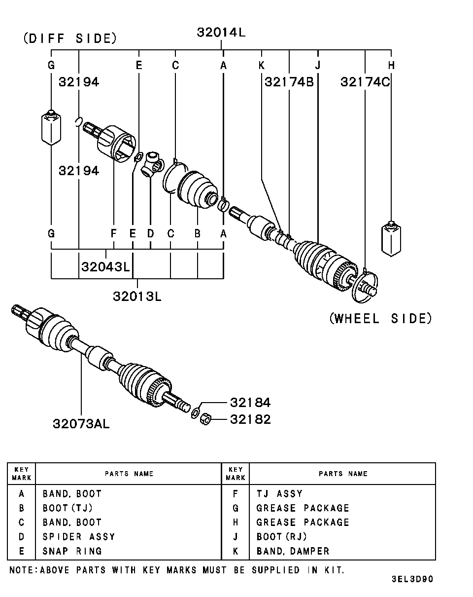 Mitsubishi 3817A002 - Bälgar, drivaxel xdelar.se