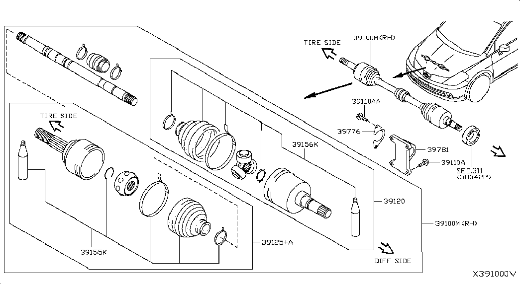 NISSAN 39720-ET027 - Bälgar, drivaxel xdelar.se