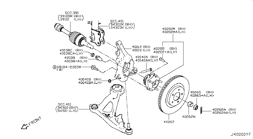 NISSAN 402023JK0B - Hjullagerssats xdelar.se