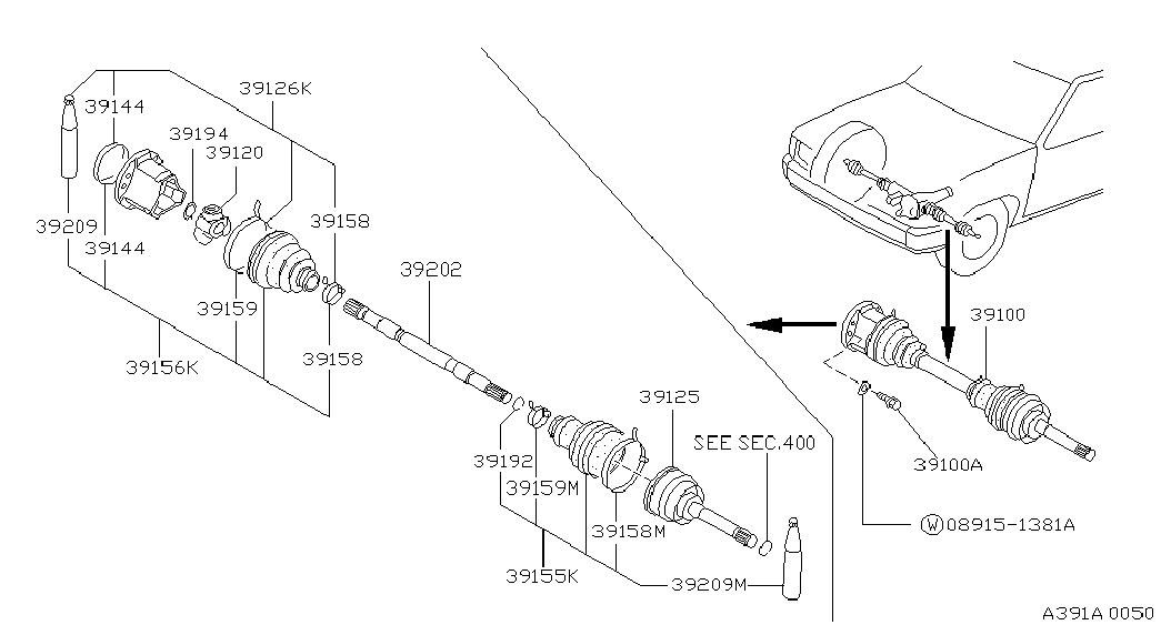 NISSAN 39742W1200 - Bälgar, drivaxel xdelar.se