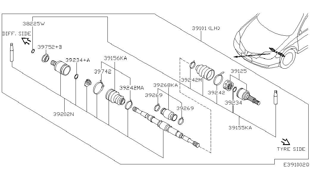 NISSAN 39741-AW325 - Bälgar, drivaxel xdelar.se