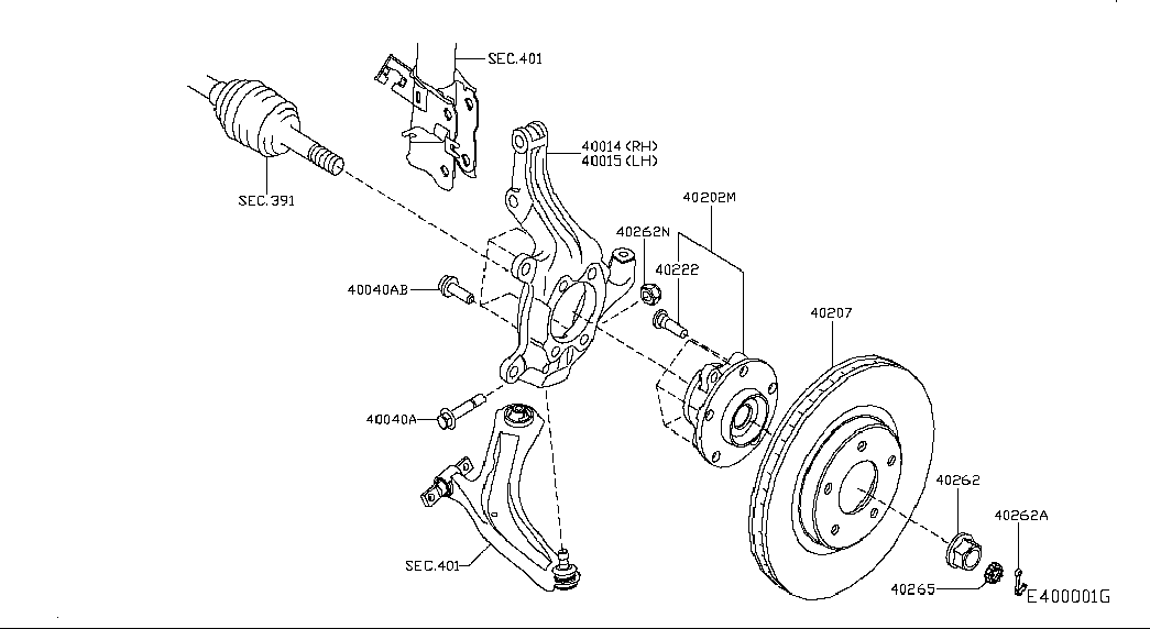 NISSAN 40202JG01B - Hjullagerssats xdelar.se