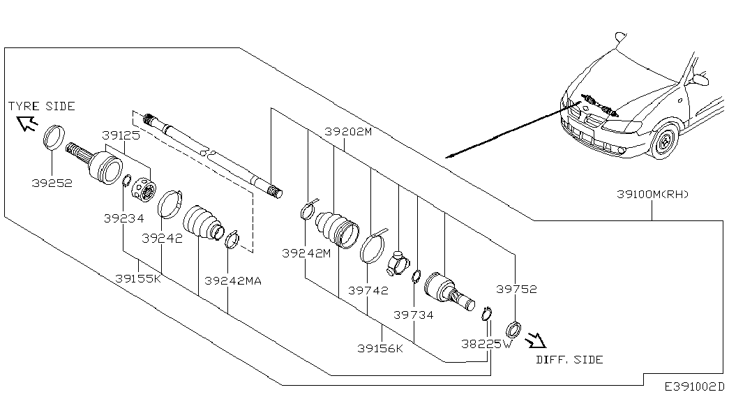 NISSAN 39100BM560 - Drivaxel xdelar.se