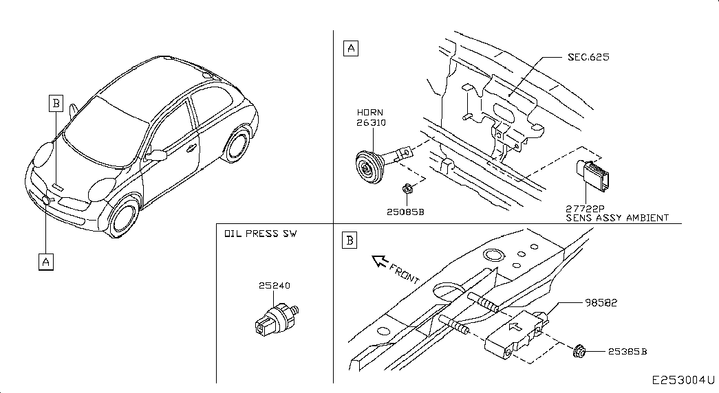 NISSAN 25240-70J0E - Sensor, oljetryck xdelar.se