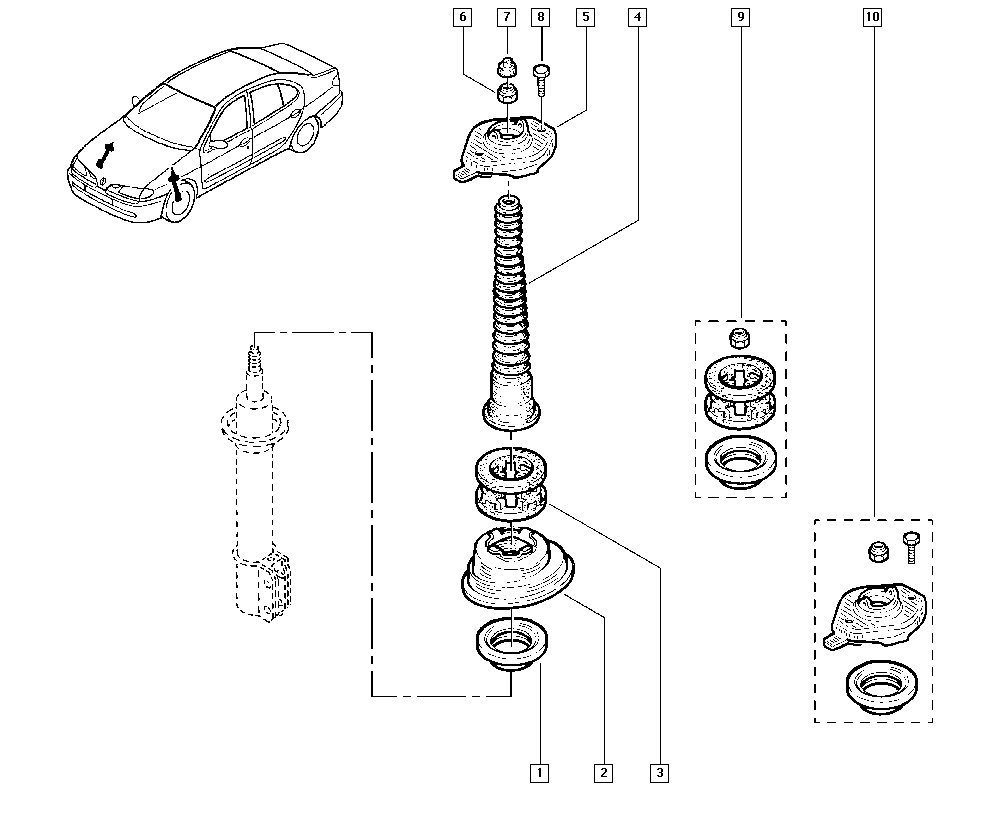 RENAULT 77 00 777 654 - Fjäderbens-stödlager xdelar.se