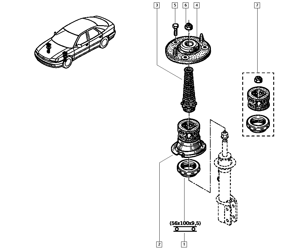 RENAULT 77 00 803 635 - Fjäderbens-stödlager xdelar.se