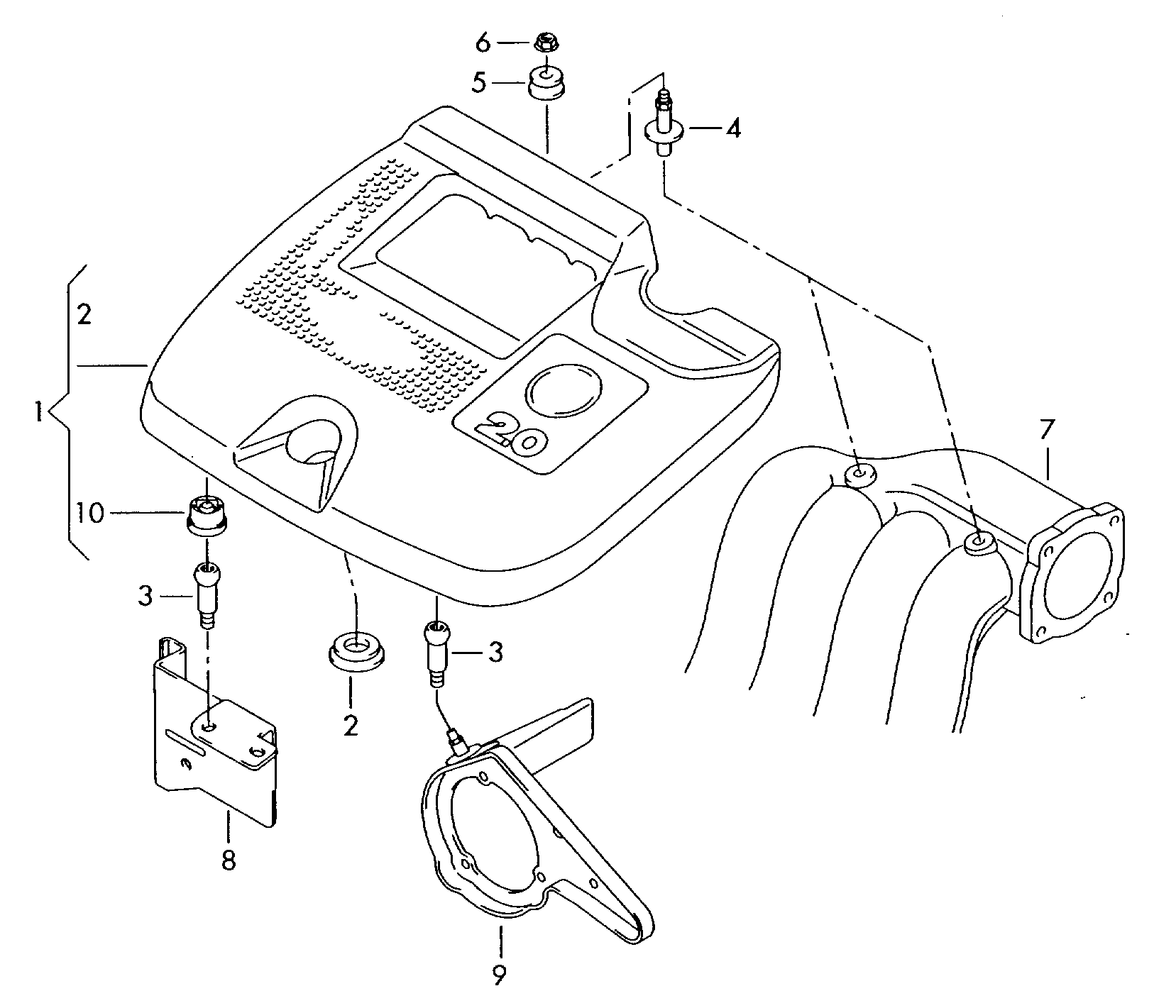 VAG 038 103 638 L - Fästdetalj, motorkåpa xdelar.se