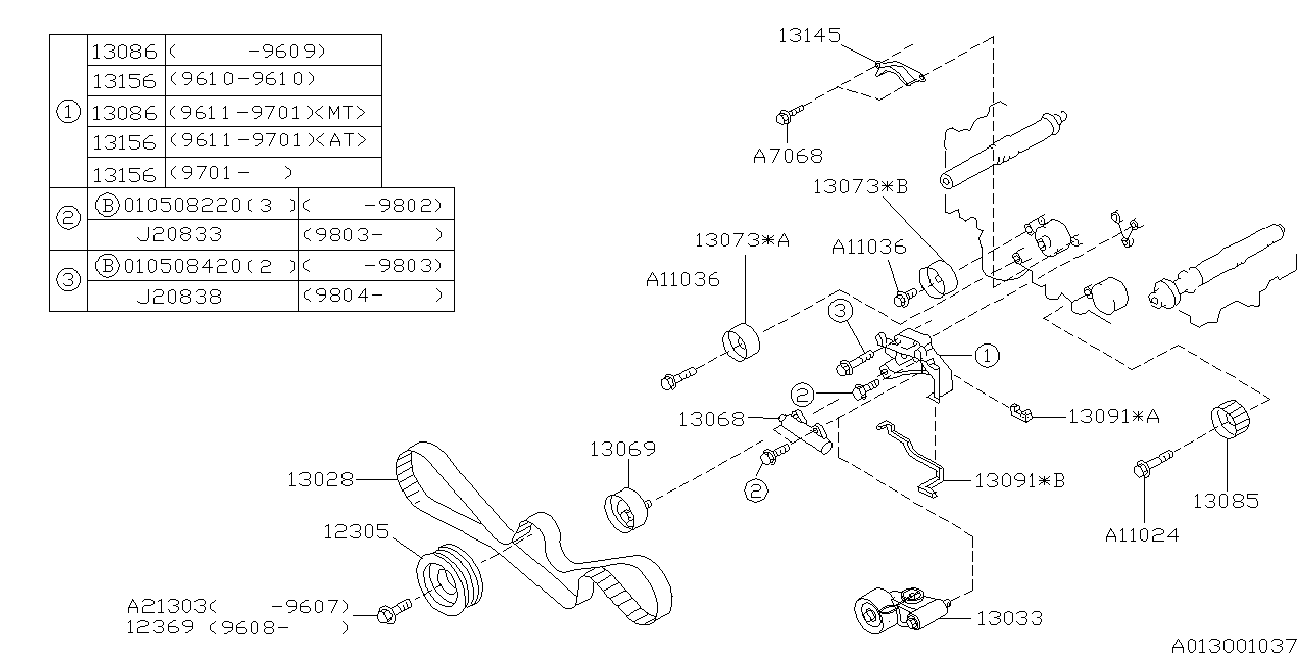 Subaru 13069-AA037 - Spännrulle, tandrem xdelar.se