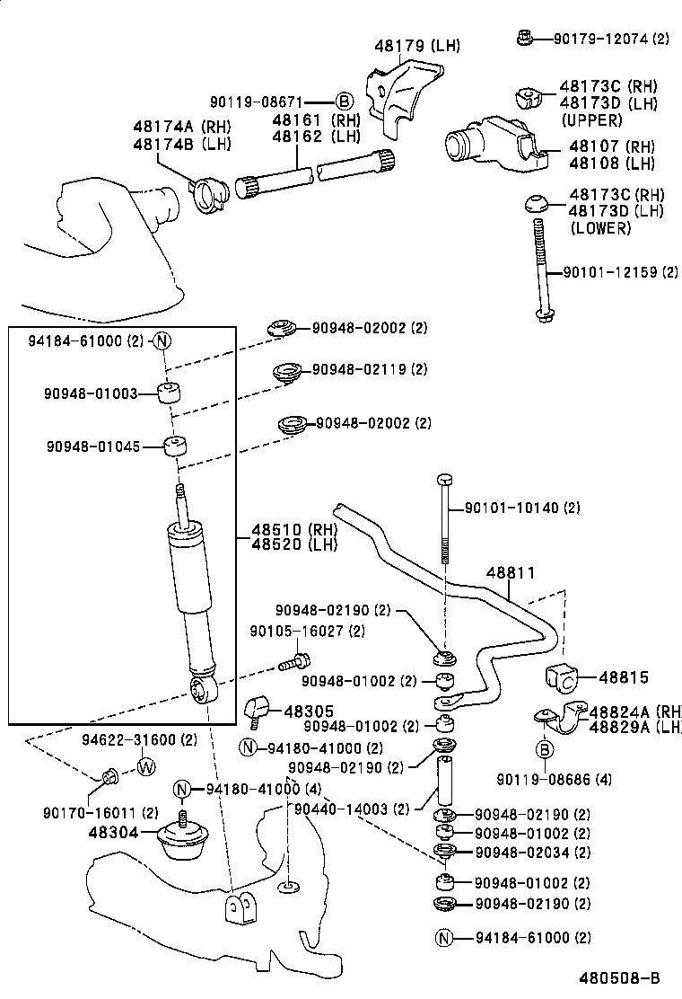 TOYOTA 90948-02190 - Länk, krängningshämmare xdelar.se