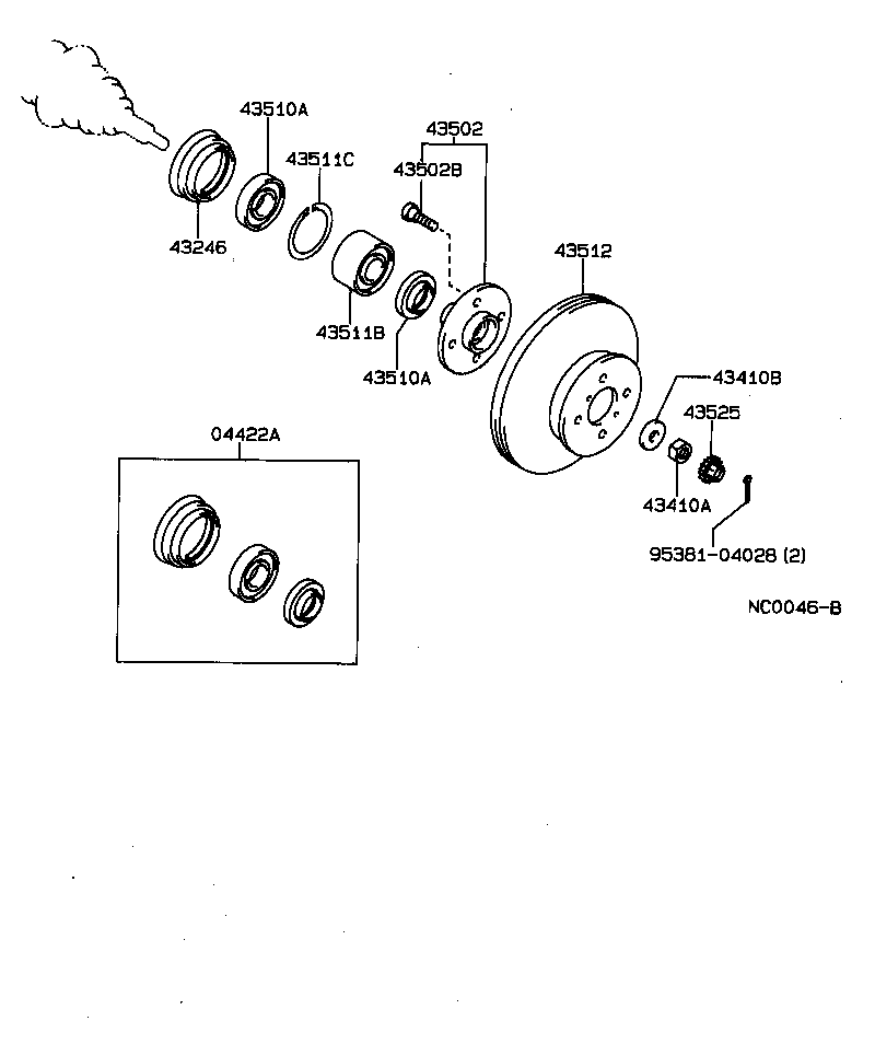 TOYOTA 9538104028 - Hjullagerssats xdelar.se