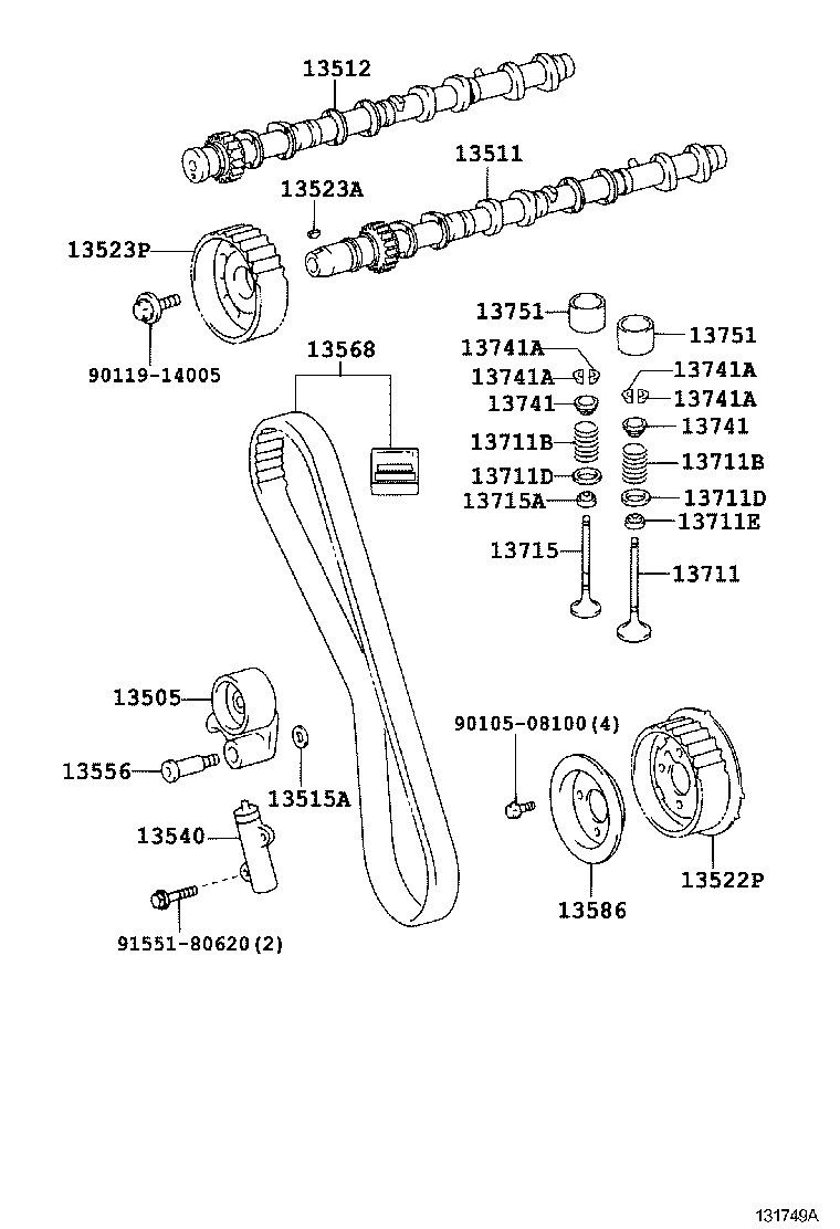 TOYOTA 13568 39016 - Kuggrem xdelar.se