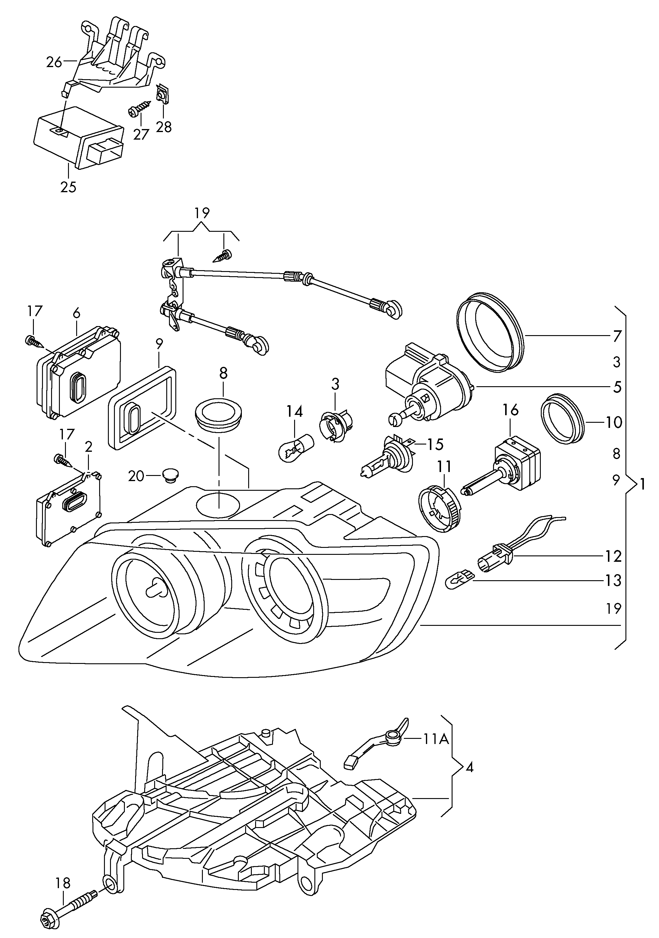 VAG N  10708601 - Huvudstrålkastare xdelar.se