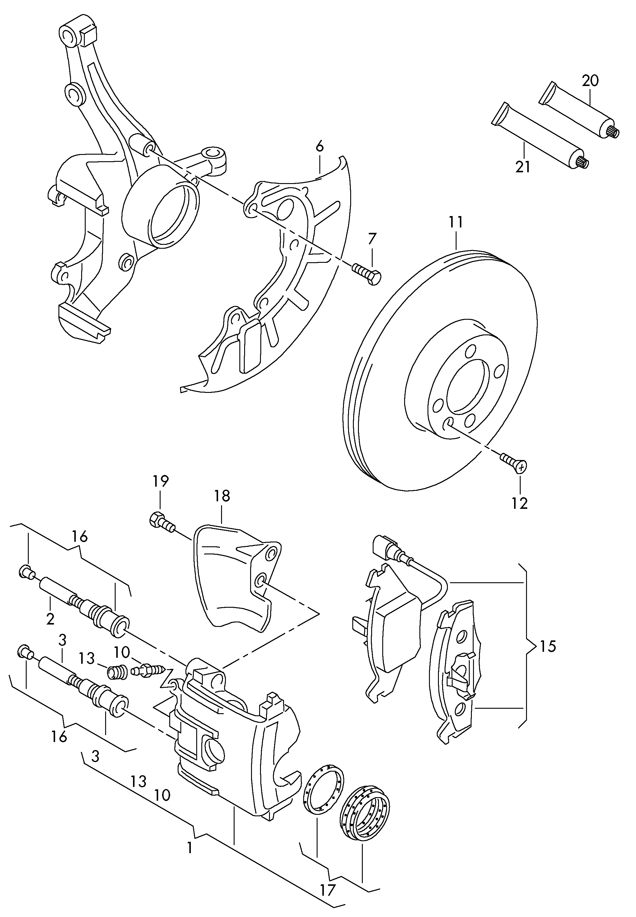 AUDI 1K0 698 151 A - Bromsbeläggssats, skivbroms xdelar.se