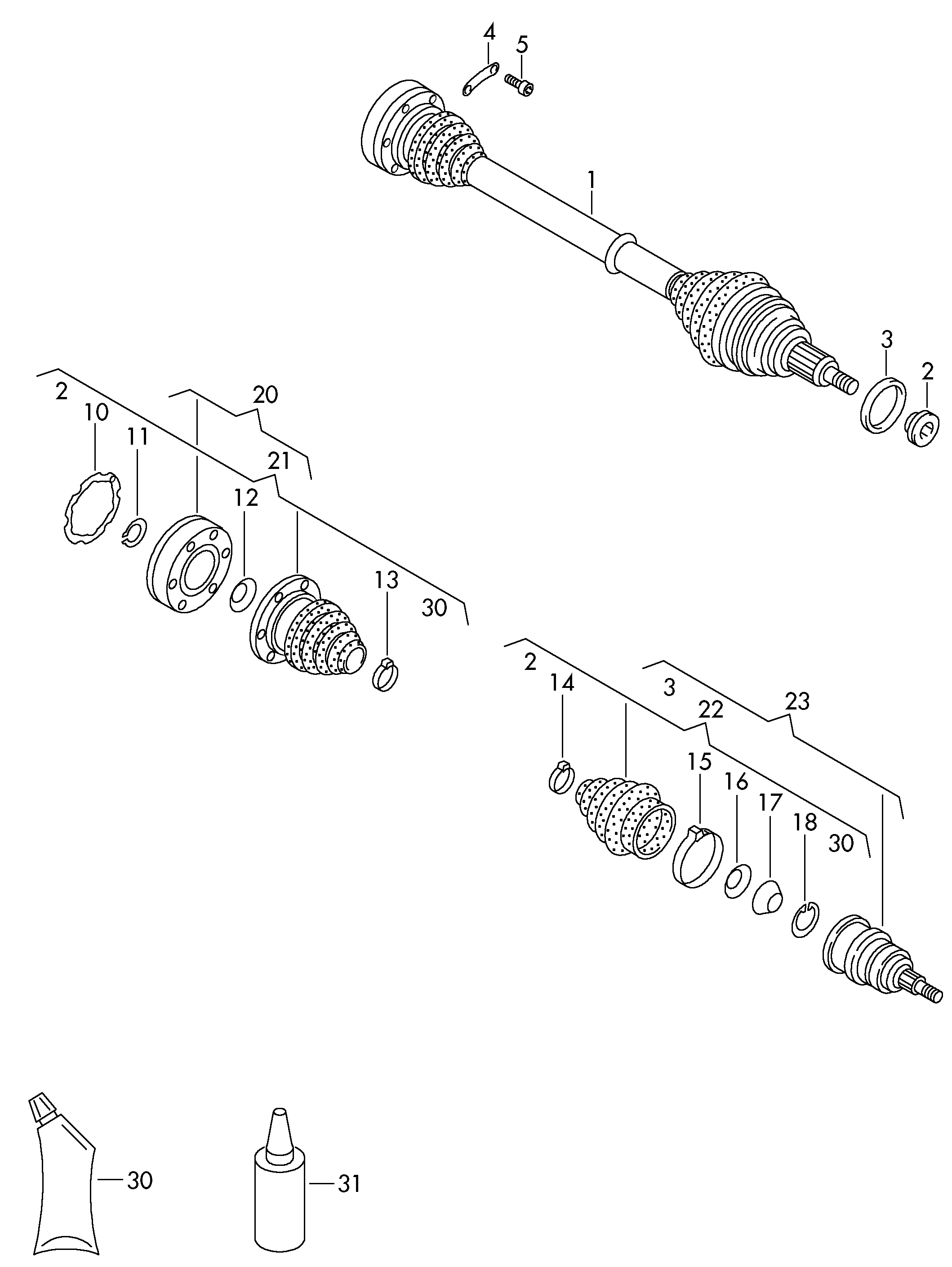 VAG 6C0 498 099 A - Ledsats, drivaxel xdelar.se