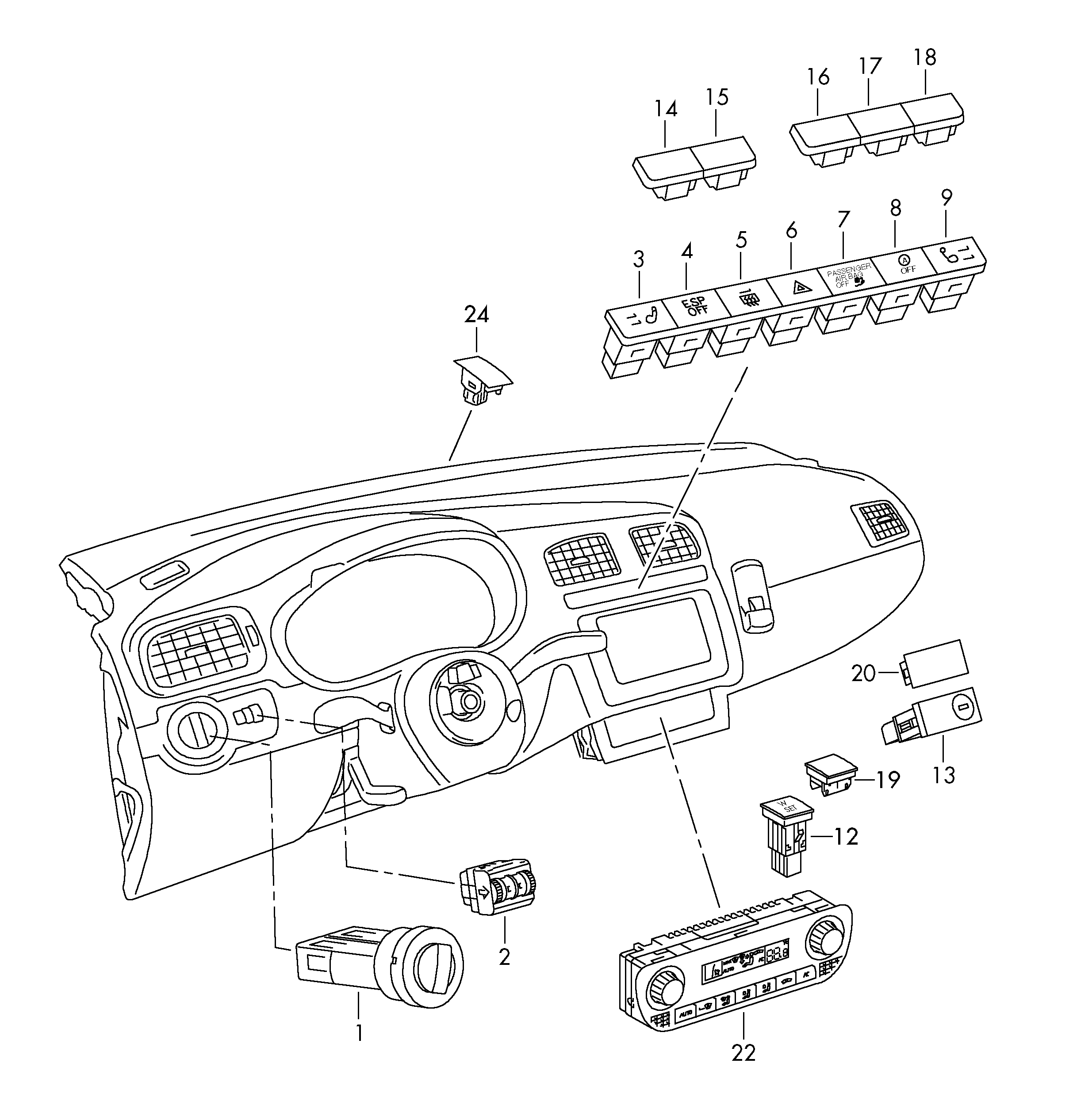 VW 6R0959621A - Omkopplare, bakfönsteruppvärmning xdelar.se